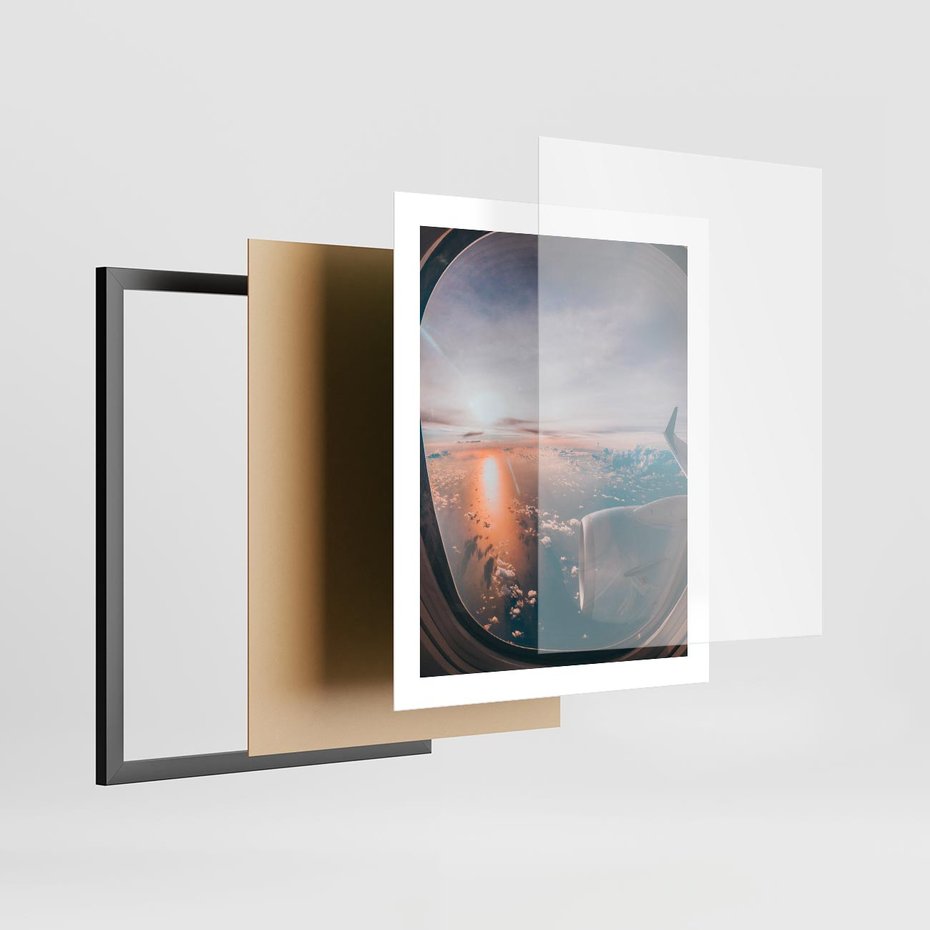 Plakat w ramie 40x50 - Widok z Góry - fotografia, zdjecie z okna samolotu - rama czarna