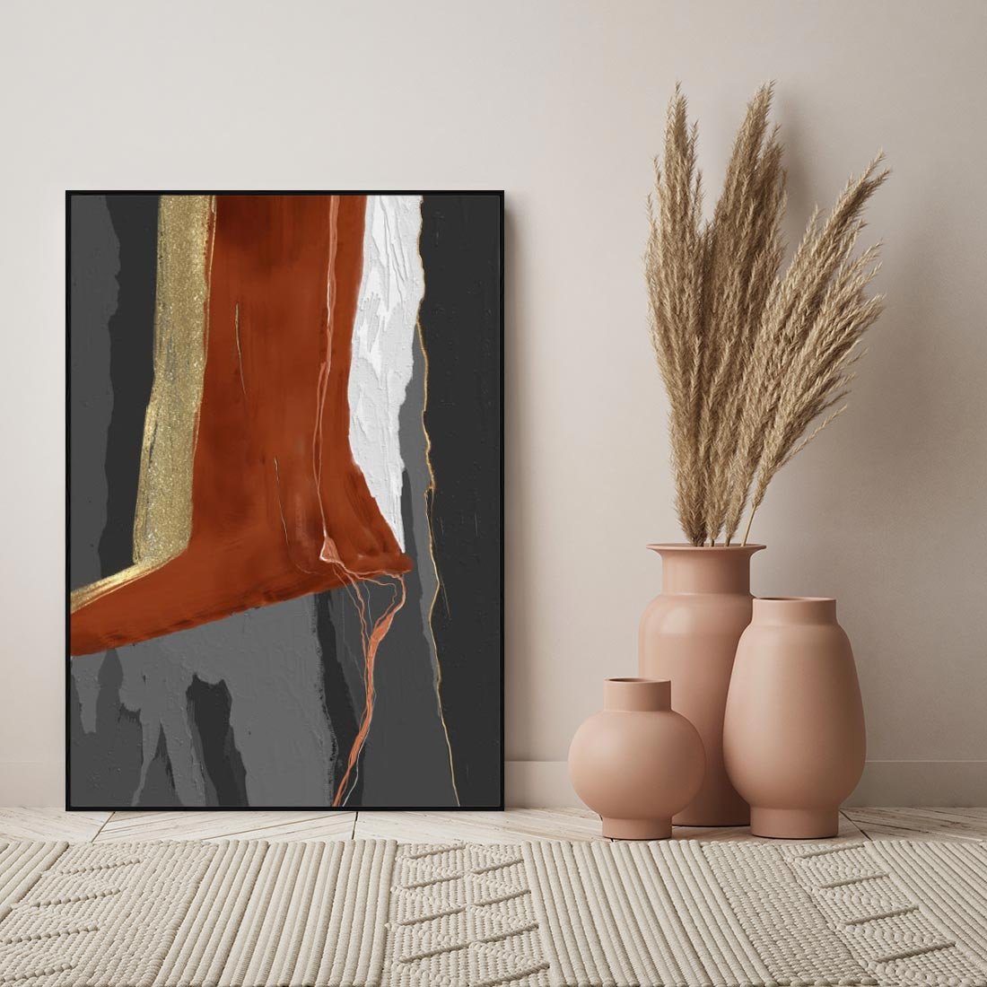 Obraz w ramie 50x70 - Abstrakcyjna impresja - abstrakcja, nowoczesny - rama czarna