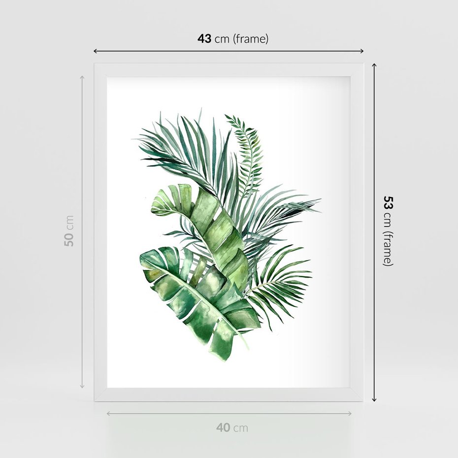 Plakat w ramie 40x50 - Piękno Złotej Rośliny - złote, liście - rama biała