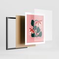 Plakat w ramie 40x50 - Migotliwa Kreatywność - abstrakcyjne kwiaty, różowe tło - rama czarna