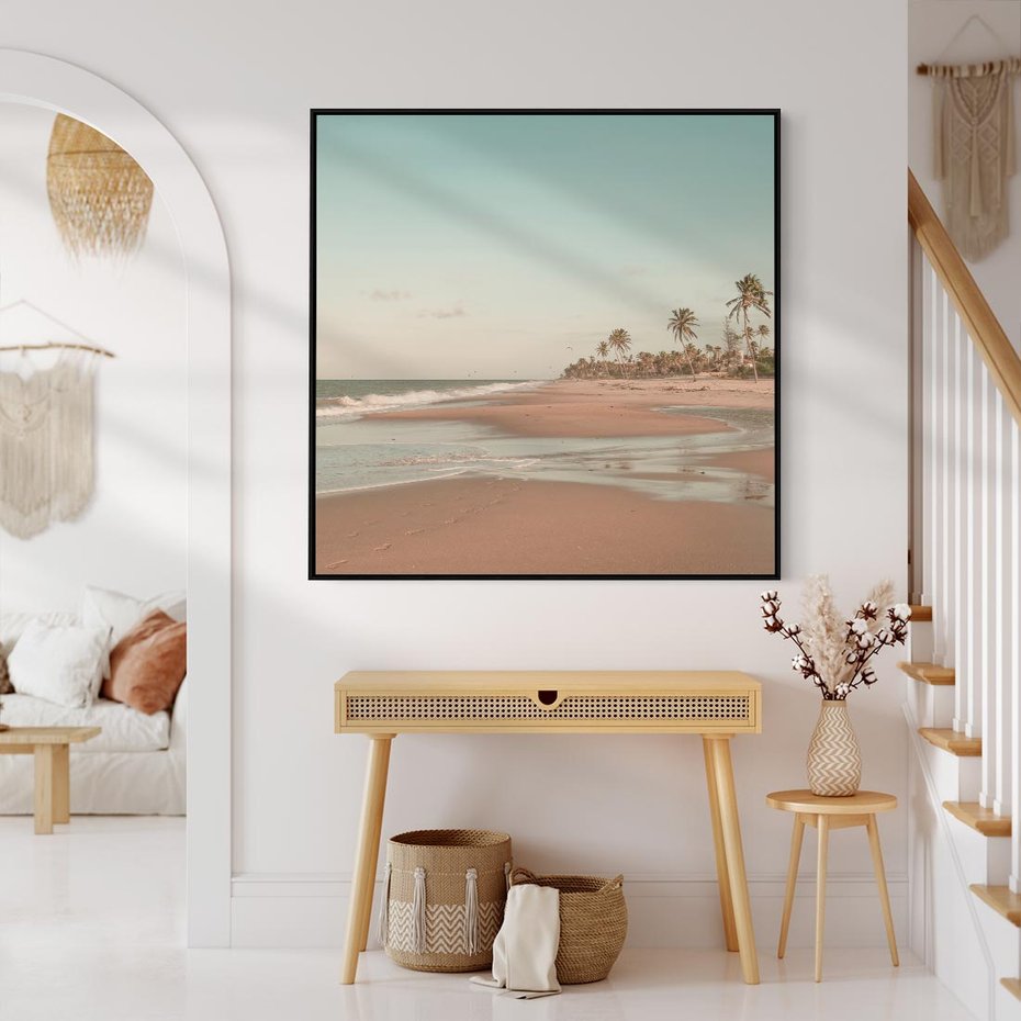 Obraz w ramie 50x50 - Ukojenie na Plaży - fotografia, rajska plaża - rama czarna