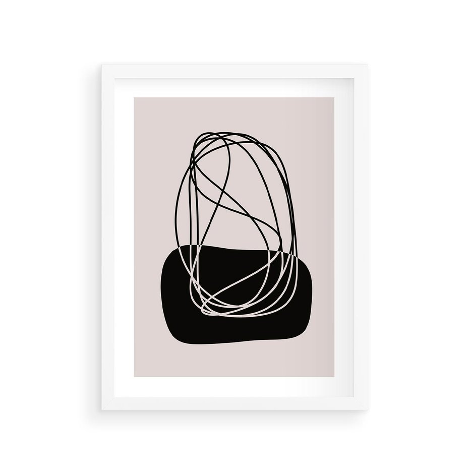 Plakat w ramie 30x40 - Linie Eksploracji - abstrakcyjne szkicowane linie, minimalizm - rama biała