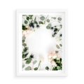 Plakat w ramie 50x70 - Róże i Zielone Liście - kompozycja kwiatowa, róże - rama biała