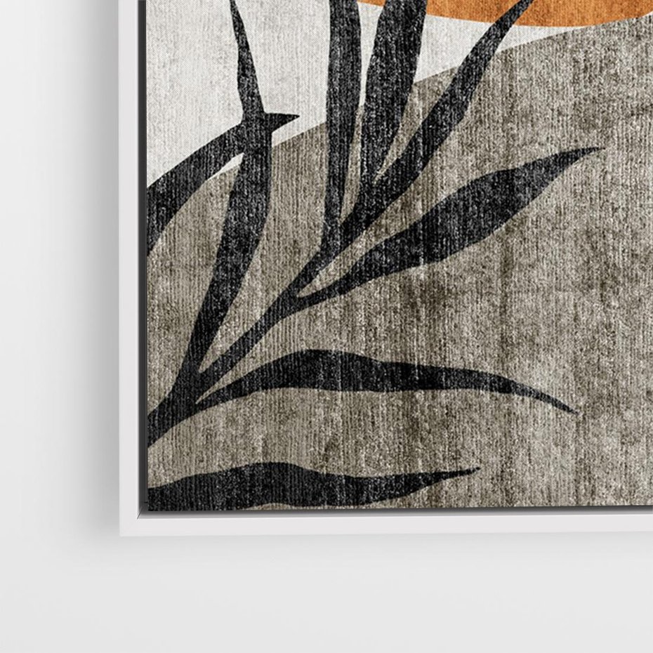 Obraz w ramie 70x50 - Oddechy ciszy i ruchu - rzut liści palmy, monstery - rama biała