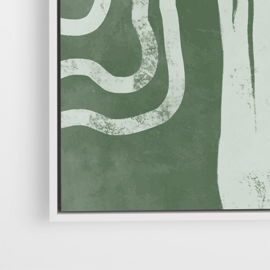 Obraz w ramie 80x80 - Inspirujące Zawiłości Zieleni - abstrakcyjny kształt, zielony plakat - rama biała