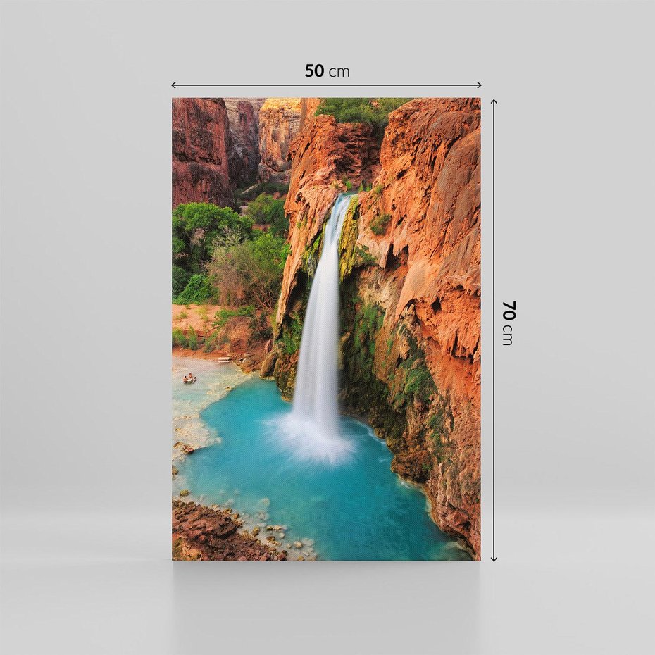 Obraz na płótnie 50x70 - Wodospad wśród majestatycznych gór - wodospad, górski