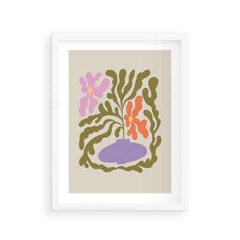 Plakat w ramie 40x50 - Kolorowe Echa - kwiaty, abstrakcja - rama biała