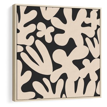 Obraz w ramie 80x80 - Księga Ukrytych Widoków - abstrakcyjne czarno białe formy, minimalizm - rama drewno