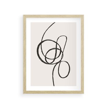 Plakat w ramie 50x70 - Migotliwa Kreatywność - abstrakcyjne szkicowane linie, minimalizm - rama drewno