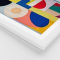 Plakat w ramie 50x70 - Harmonia Kolorowych Impulsów - abstrakcyjne geometryczne kształty, olejny obraz - rama biała