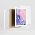 Plakat w ramie 40x50 - Migocące Granice Kształtów - abstrakcyjny plakat, pastelowe kolory - rama biała