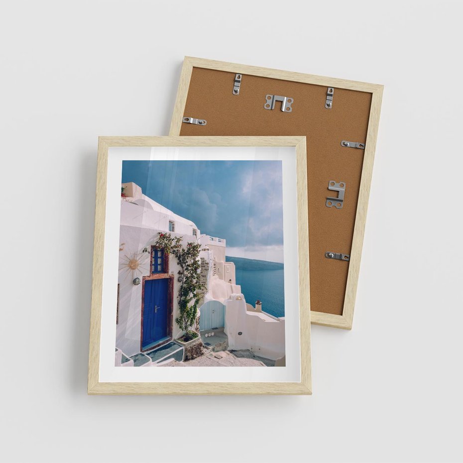 Plakat w ramie 40x50 - Urok Greckiej Wyspy - Santorini, Grecja - rama drewno