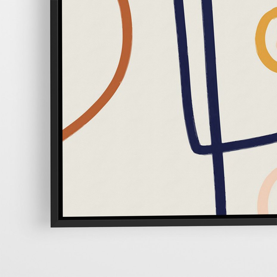 Obraz w ramie 70x100 - Manifestacje Dziwności - abstrakcja w stylu picasso, beżowe tło - rama czarna