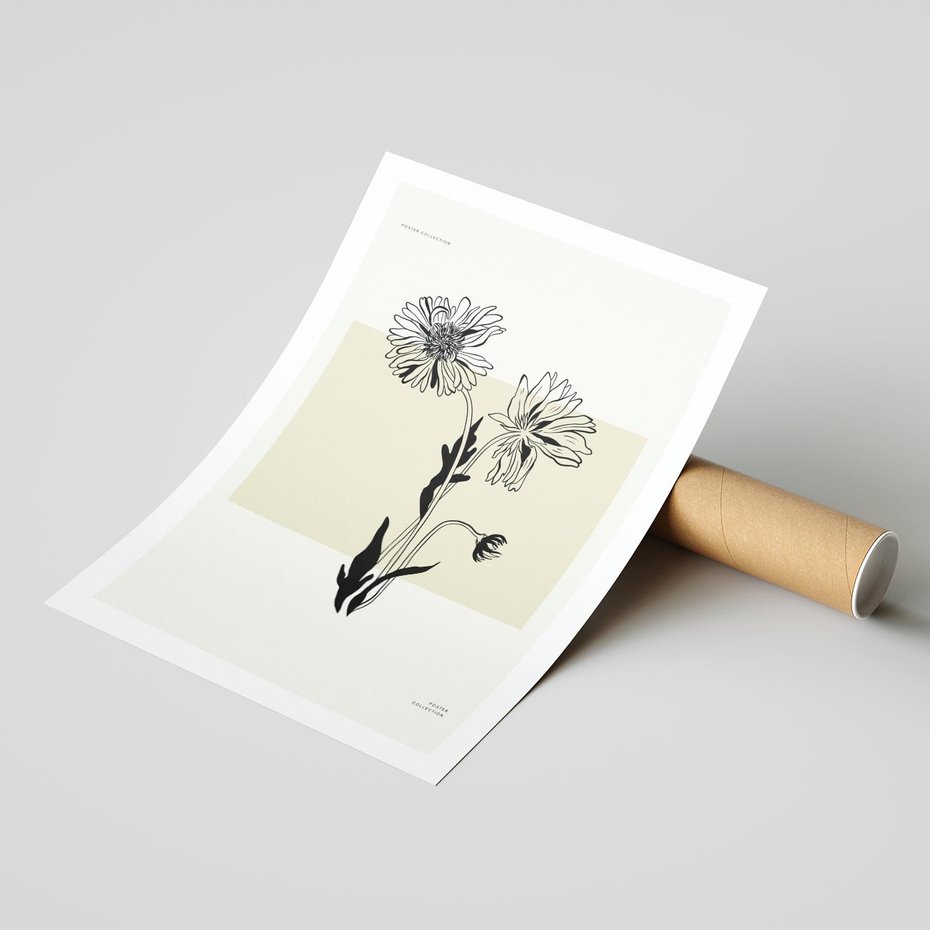 Plakat bez ramy 50x70 - Kwiatowe Płótno - kwiaty, typografia