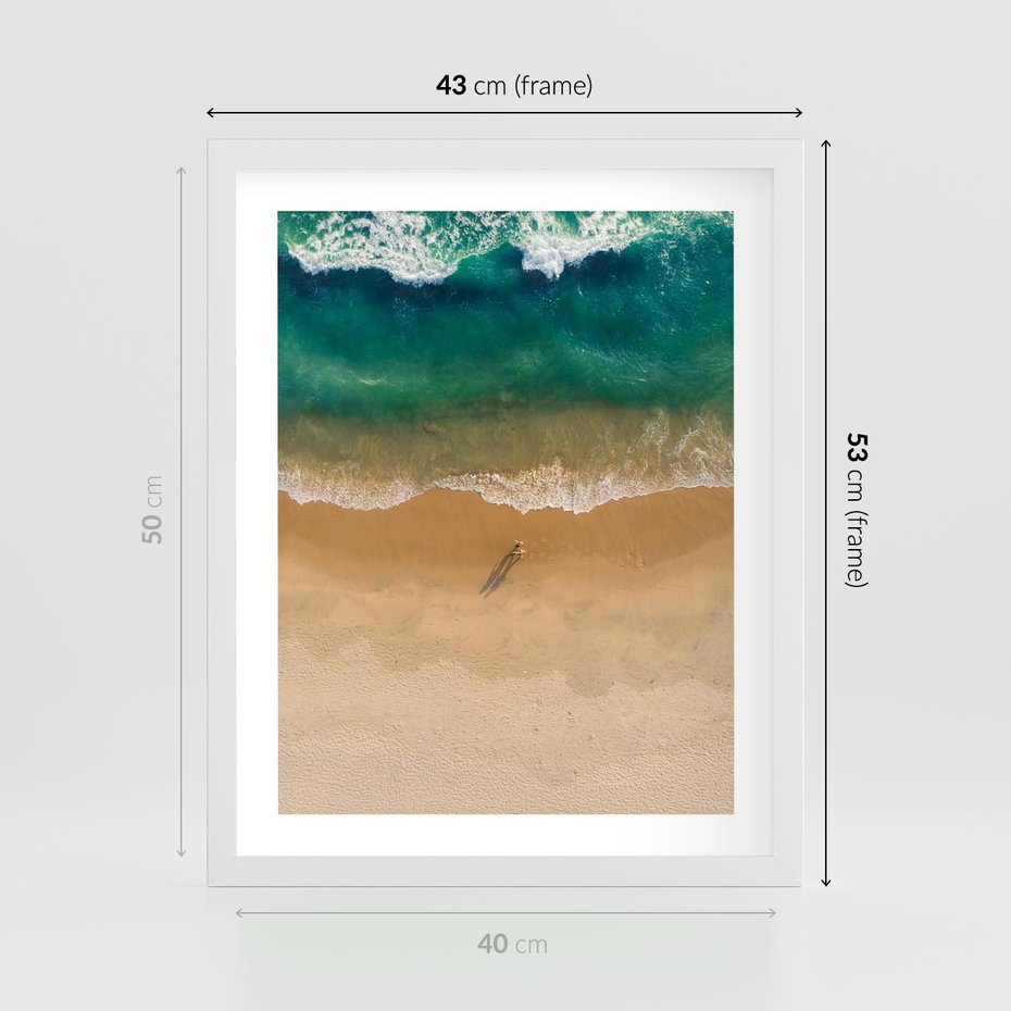 Plakat w ramie 40x50 - Oaza Relaksu - plaża, morze - rama biała