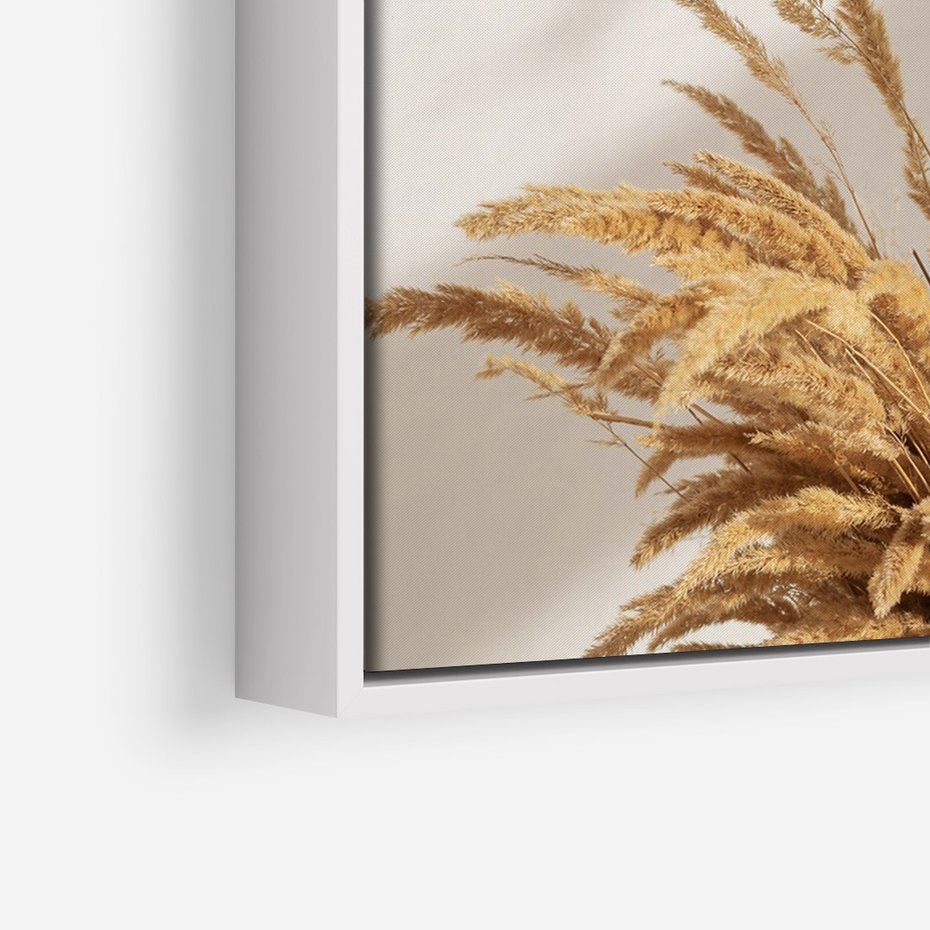 Obraz w ramie 70x100 - mpresyjne układy traw - boho, trawy - rama biała