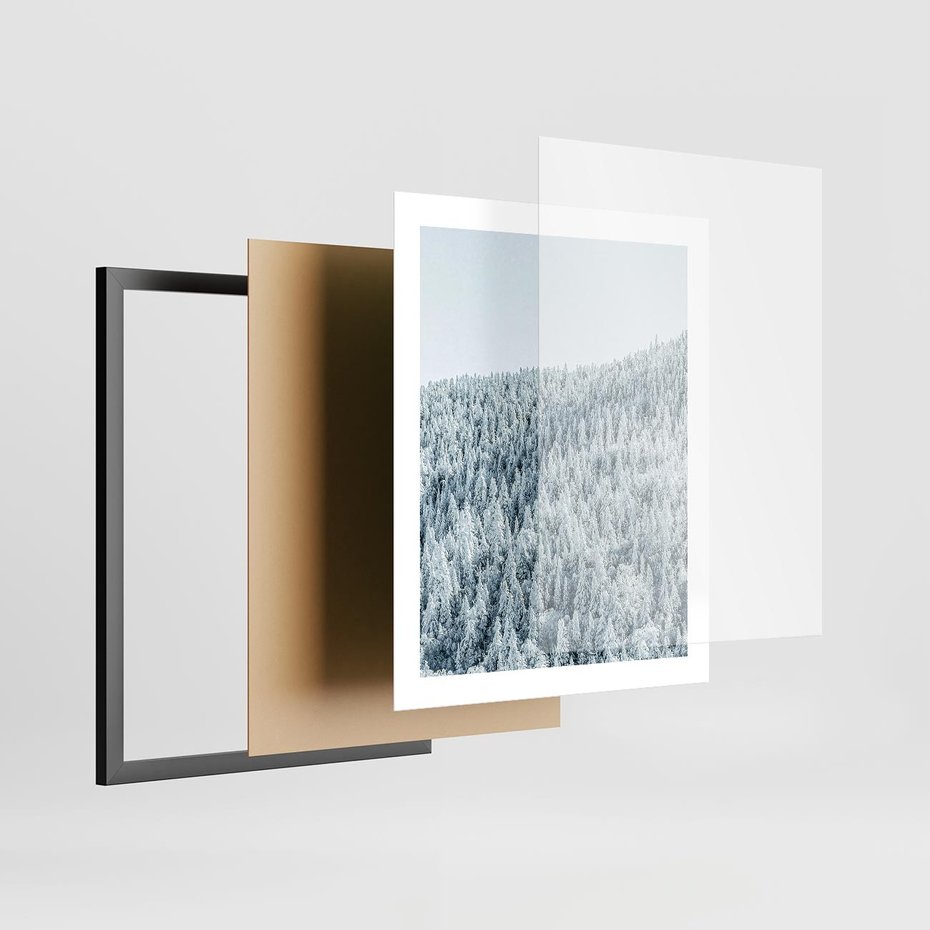 Plakat w ramie 40x50 - Cicha Zima - las, zima - rama czarna