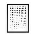 Plakat w ramie 50x70 - Abstrakcyjna Transformacja - abstrakcyjna kompozycja z czarnych kropek, minimalistyczny czarno bialy plakat - rama czarna