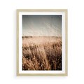 Plakat w ramie 50x70 - Sucha Trawa w Odcieniach Sepii - suche trawy, łąka odcienie beżu - rama drewno