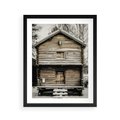 Plakat w ramie 40x50 - Stary Drewniany Dom w Śniegu - stary drewniany dom, zima - rama czarna
