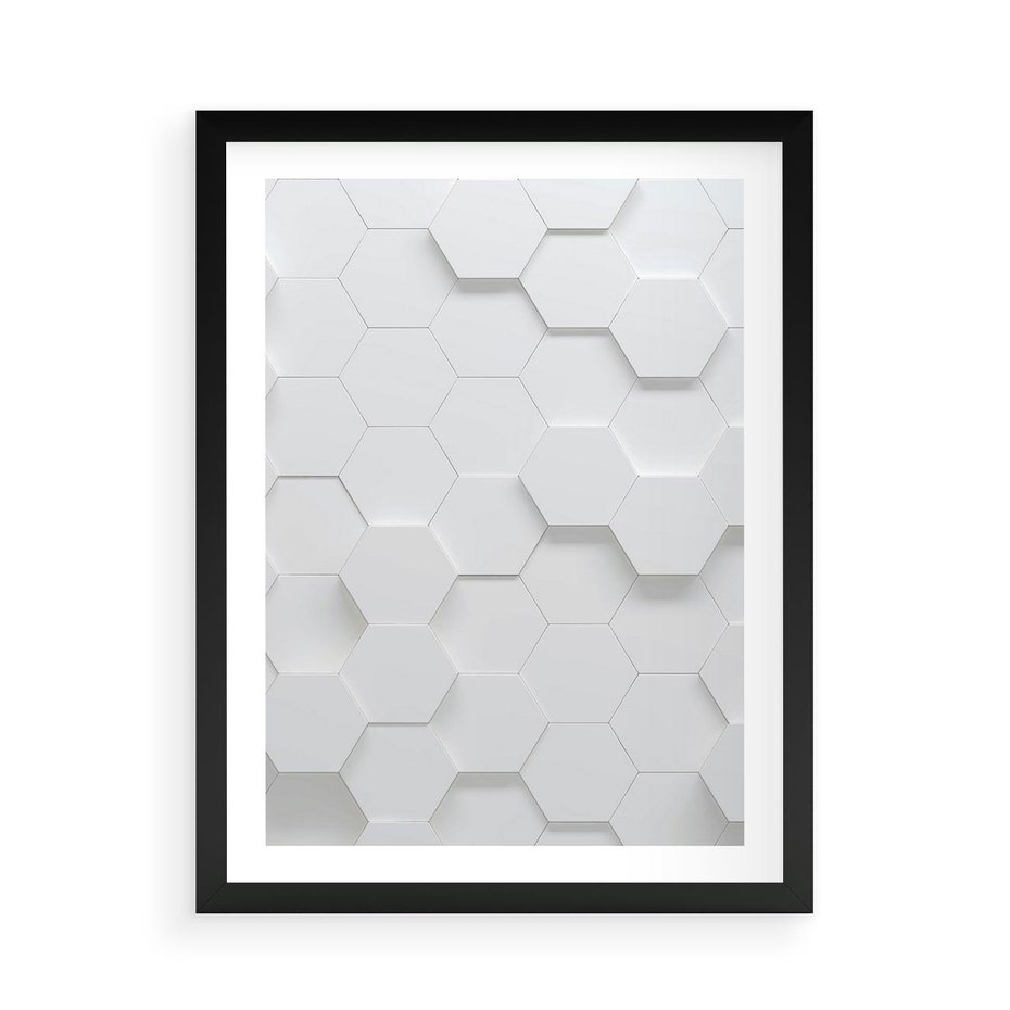 Plakat w ramie 50x70 - Intrygujący Wymiar - geometria, 3D - rama czarna