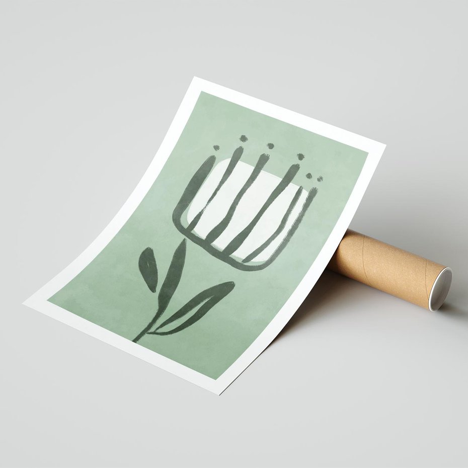 Plakat bez ramy 21x30 - Objęcia Zieleni - zielona abstrakcja, zgaszona zieleń