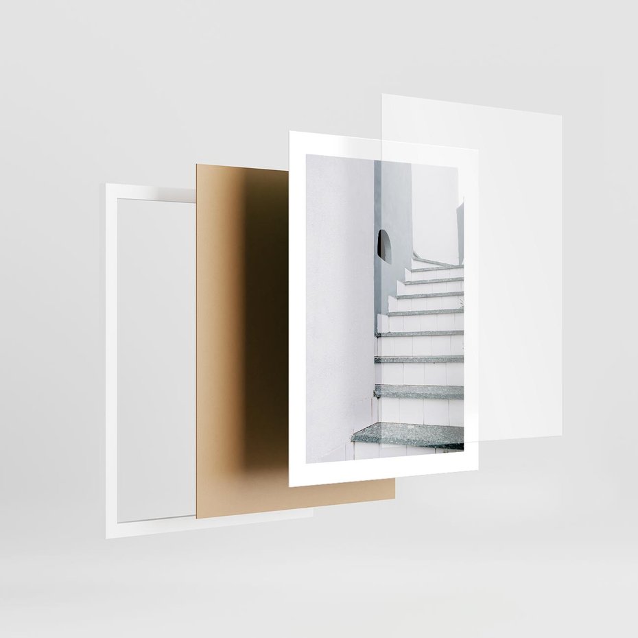 Plakat w ramie 30x40 - Schody ku Urokowi Wyspy - schody, santorini - rama biała