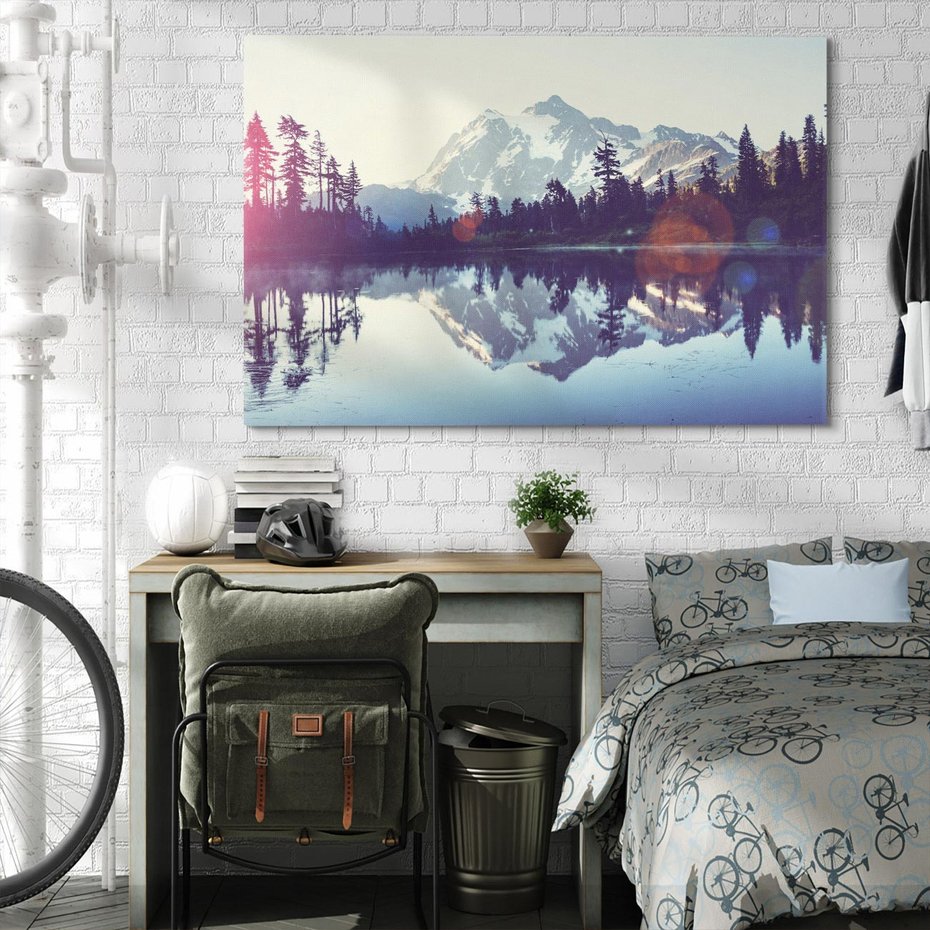 Obraz na płótnie 100x70 - Refleksje nad jeziorem w lesie - jezioro, las