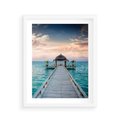 Plakat w ramie 40x50 - Morski Pomost - morze, pomost - rama biała