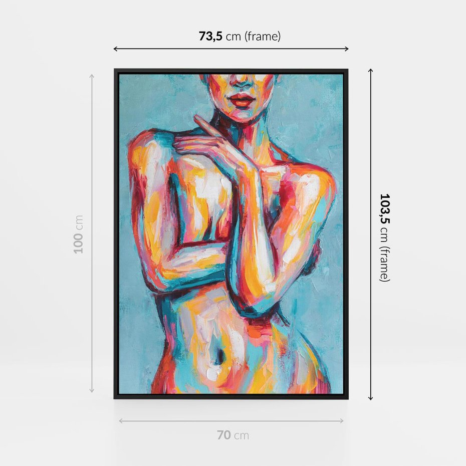 Obraz w ramie 70x100 - Nagie Natchnienie - obraz olejny, naga kobieta - rama czarna