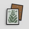 Plakat w ramie 30x40 - Zieleń Odpoczynku - zielony plakat, nieregularne splątane linie - rama czarna