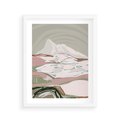 Plakat w ramie 40x50 - Szarawe Wzgórza - pastelowy krajobraz, nowoczesny plakat - rama biała
