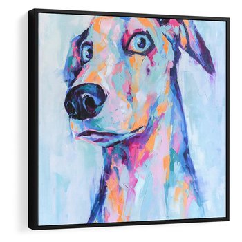 Obraz w ramie 50x50 - Cześć! Jak się Masz? - obraz olejny, zabawna sztuka - rama czarna