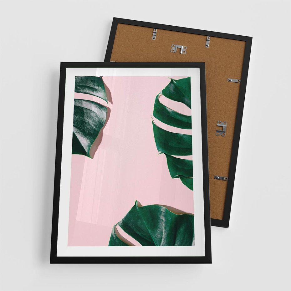 Plakat w ramie 50x70 - Minimalizm Natury - minimalizm, liście monstery - rama czarna