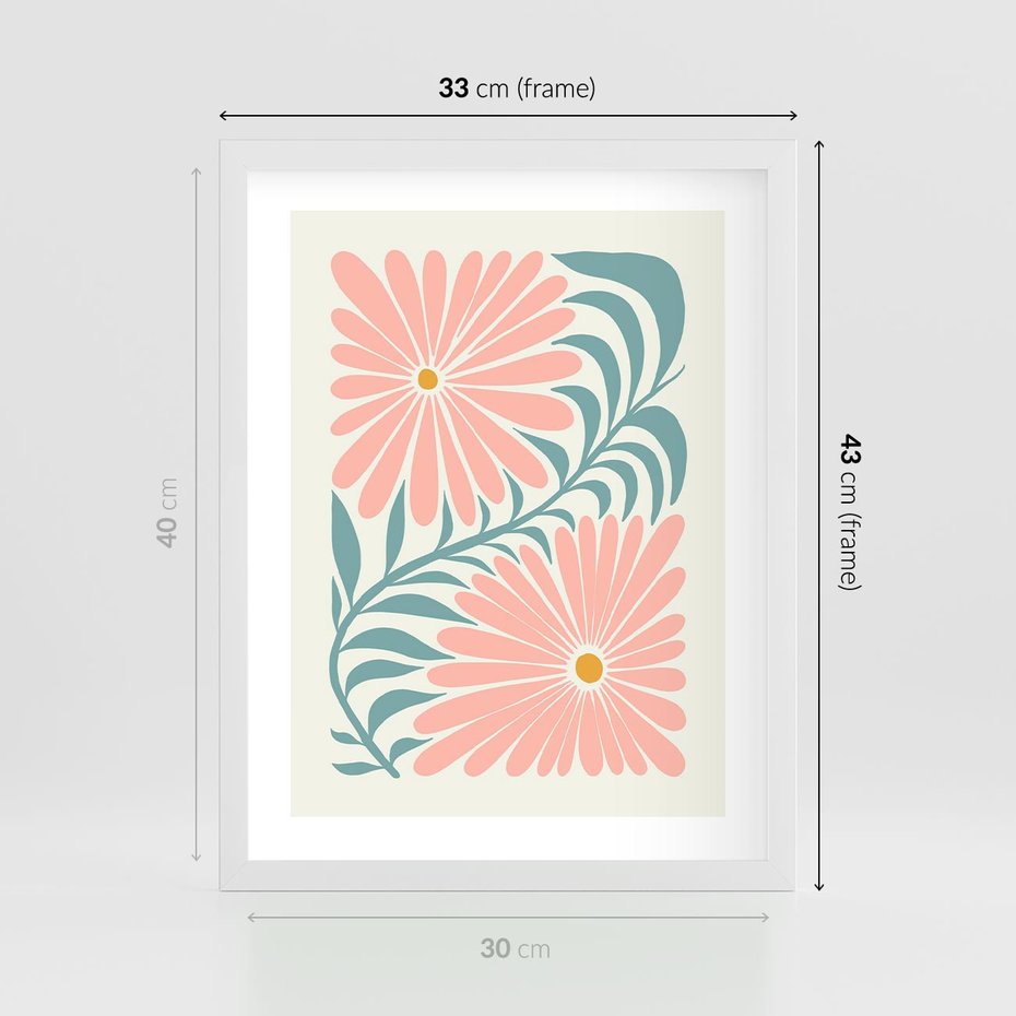 Plakat w ramie 30x40 - Kształtując Marzenia - kwiaty, sztuka nowoczesna - rama biała