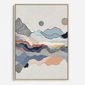 Obraz w ramie 70x100 - Dynamiczne Góry - akwarelowe graficzne góry, krajobraz - rama drewno
