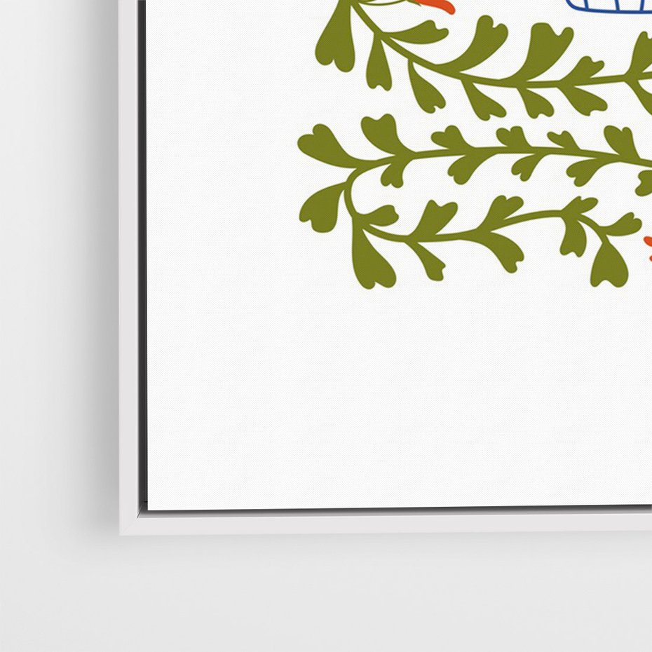 Obraz w ramie 70x100 - Wewnętrzne Fale - kwiaty w wazonie, minimalizm - rama biała