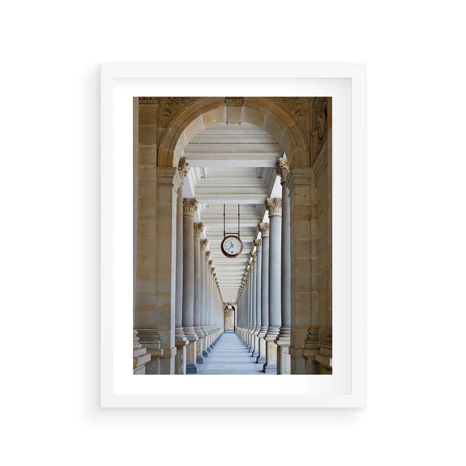 Plakat w ramie 30x40 - Kolumny Czasu - architektura, kolumny - rama biała