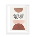 Plakat w ramie 50x70 - Geometryczna Harmonia w Brązach i Beżach - geometryczne kształty, brązy i beże - rama biała