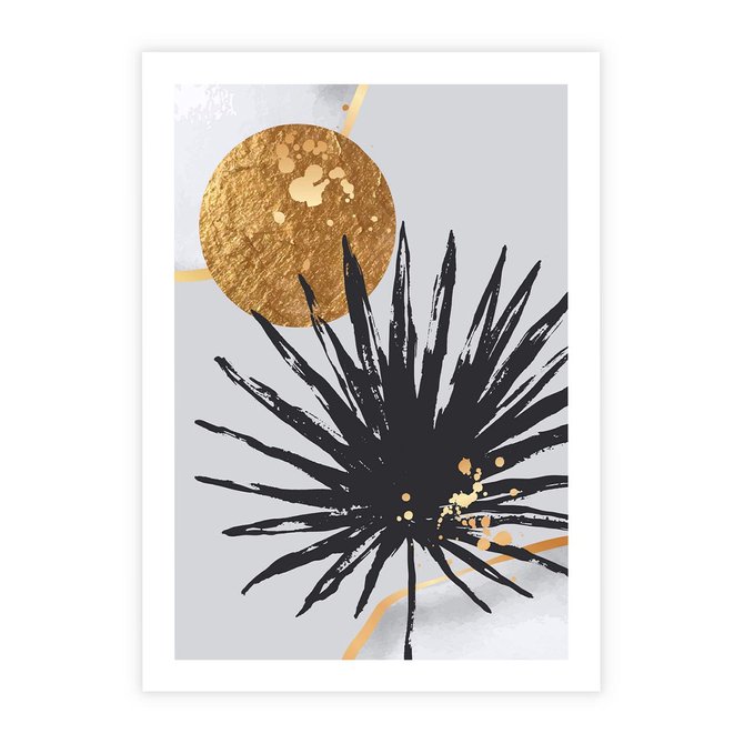 Plakat bez ramy 21x30 - Sztuka Palmy - palma, czarna grafika