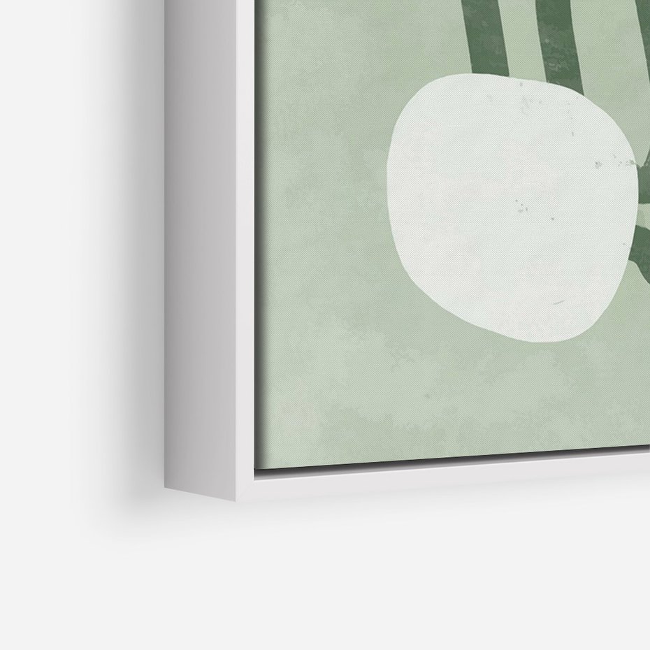 Obraz w ramie 80x120 - Spokojne Kształty Natury - zielona abstrakcja, zgaszona zieleń - rama biała
