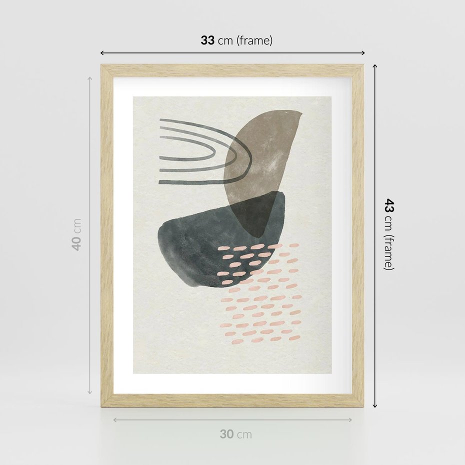 Plakat w ramie 30x40 - Geometria w Beżowych Odcieniach - abstrakcja, geometria - rama drewno