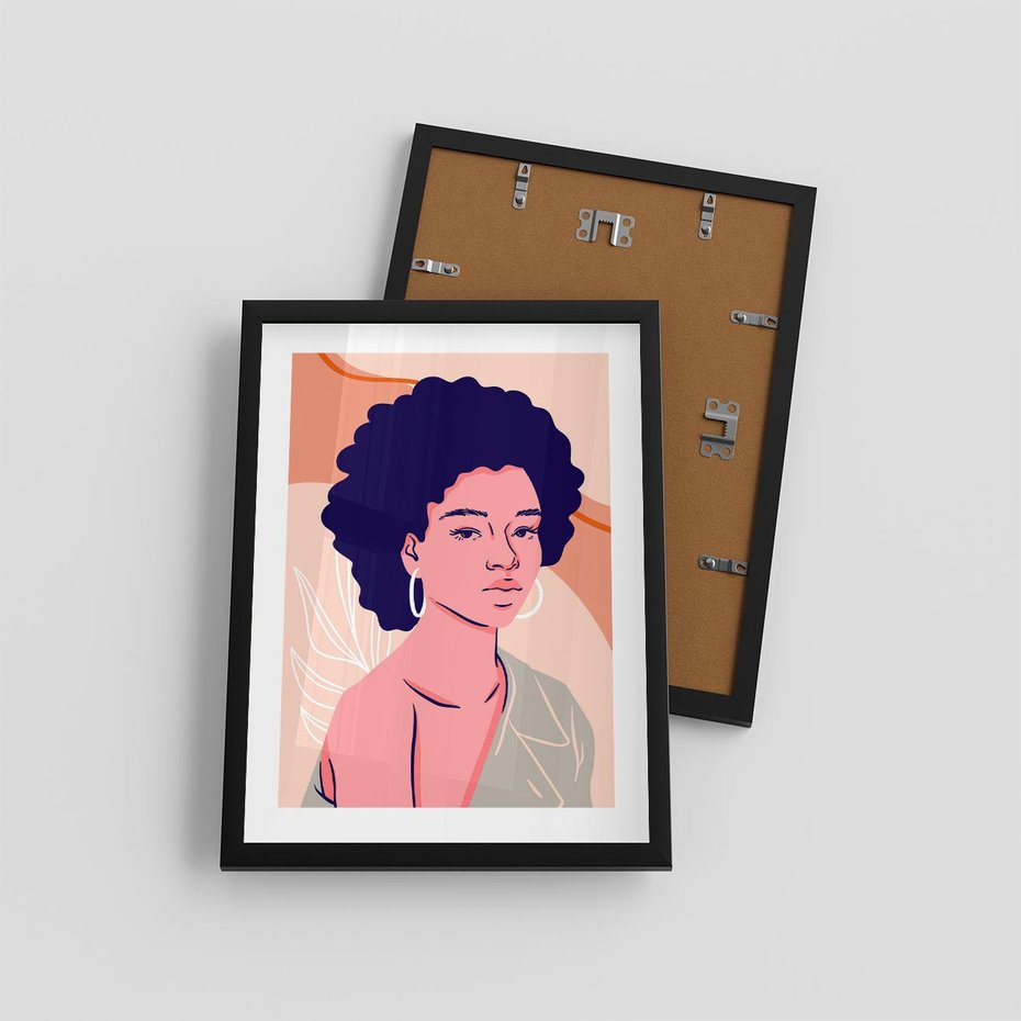 Plakat w ramie 30x40 - Kobiecy Kształt Świata - nowoczesny plakat, styl retro - rama czarna