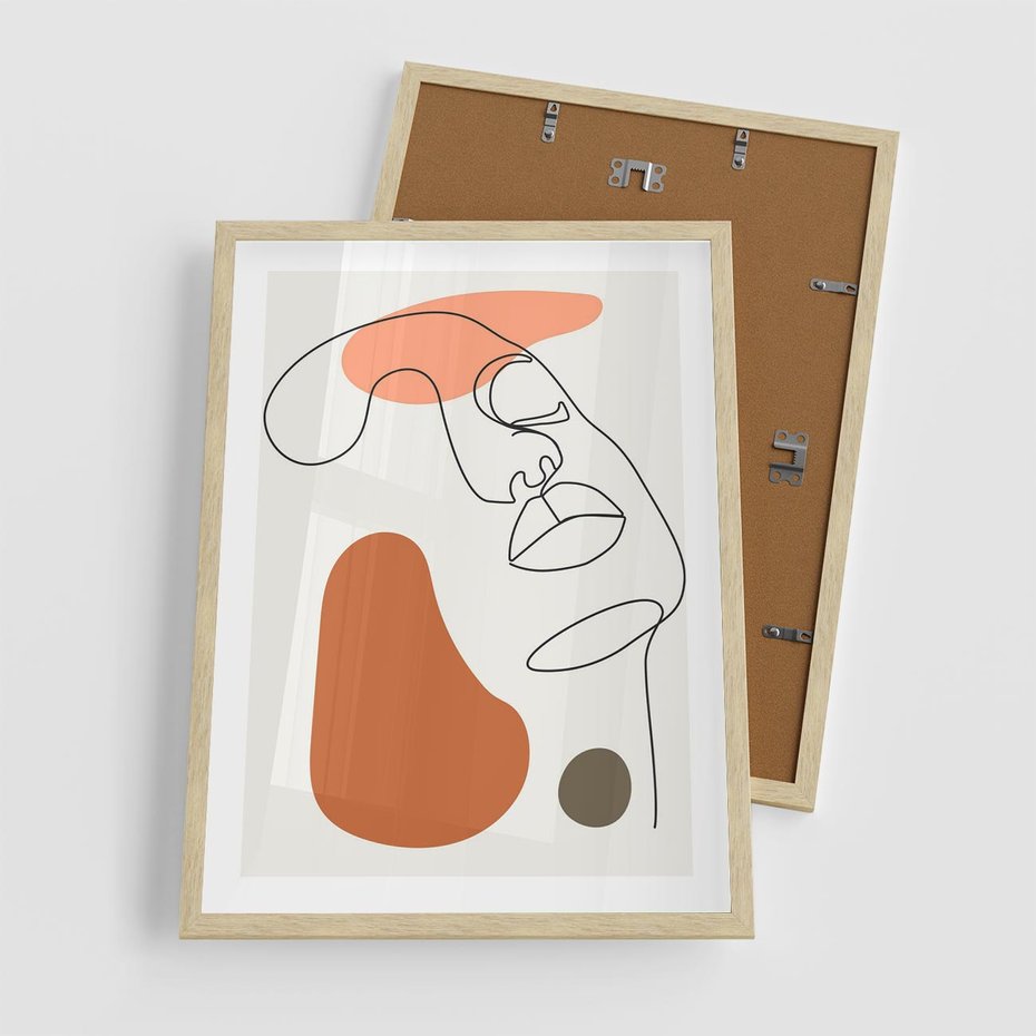 Plakat w ramie 50x70 - Twarz w Geometrycznym Stylu - nowoczesny obraz, grafika - rama drewno