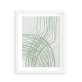 Plakat w ramie 40x50 - Migotliwa Spokojna Zieleń - zielony plakat, abstrakcyjne splątane linie - rama biała