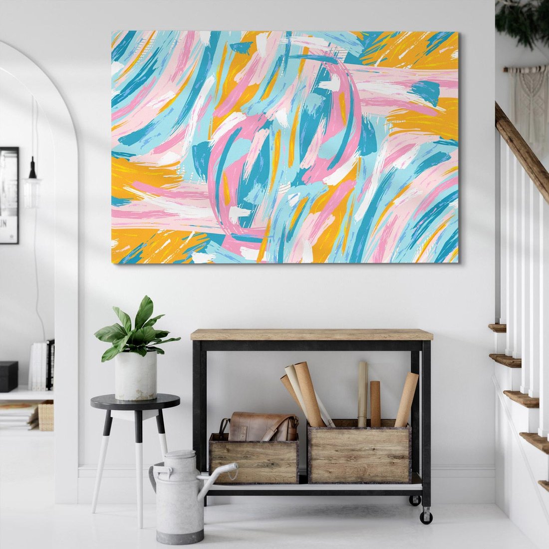 Obraz na płótnie 120x80 - Refleksje w krainie abstrakcji - abstrakcja, energiczne pociągnięcia pędzla