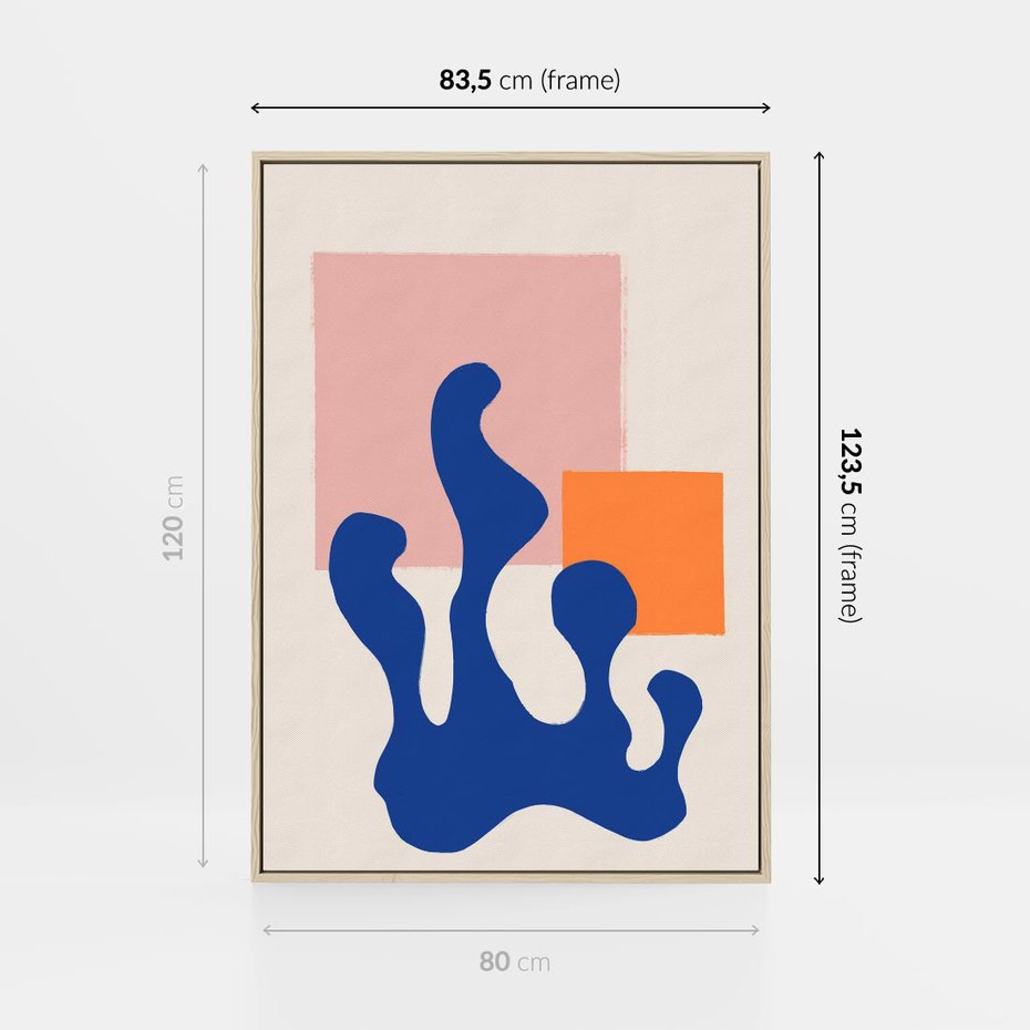 Obraz w ramie 80x120 - Bezgraniczna Galeria Plam - abstrakcja, nowoczesny plakat - rama drewno