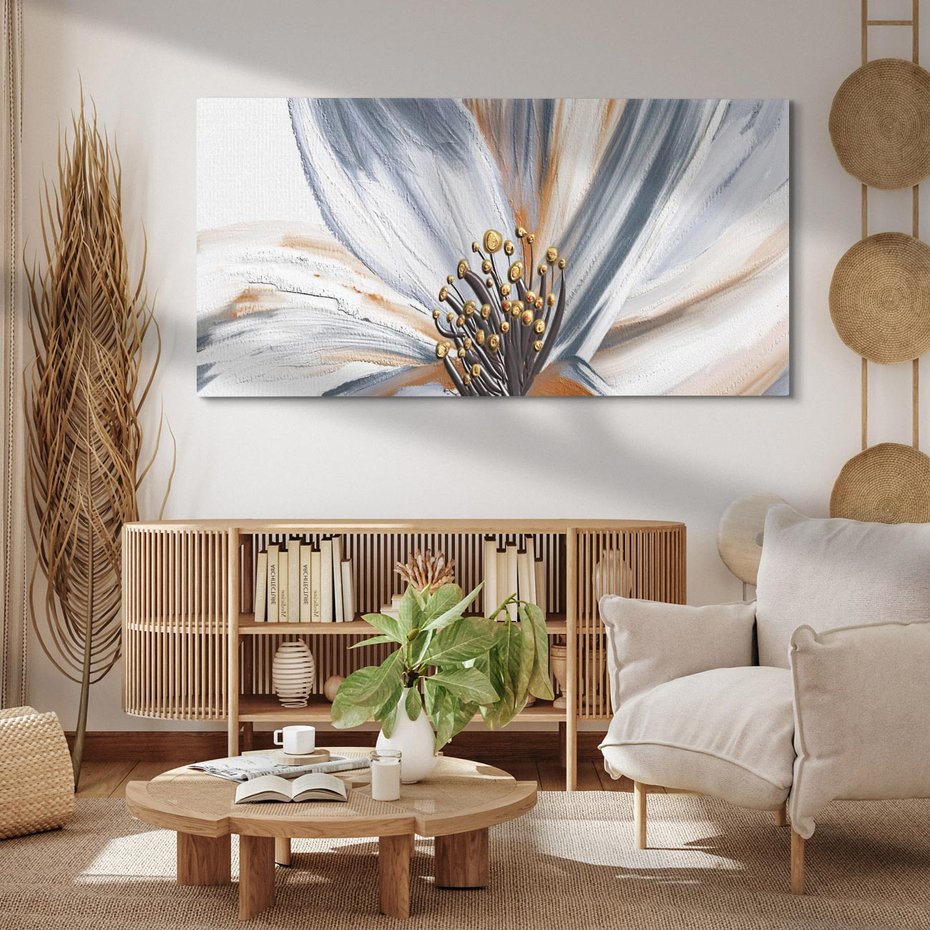 Obraz na płótnie 140x70 - Olejne kwiaty - wyraz emocji - kwiaty, malowane