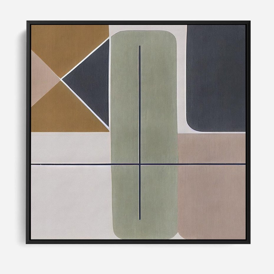 Obraz w ramie 50x50 - Sztuka Abstrakcji - geometryczne kształty, kolorowe prostokąty - rama czarna