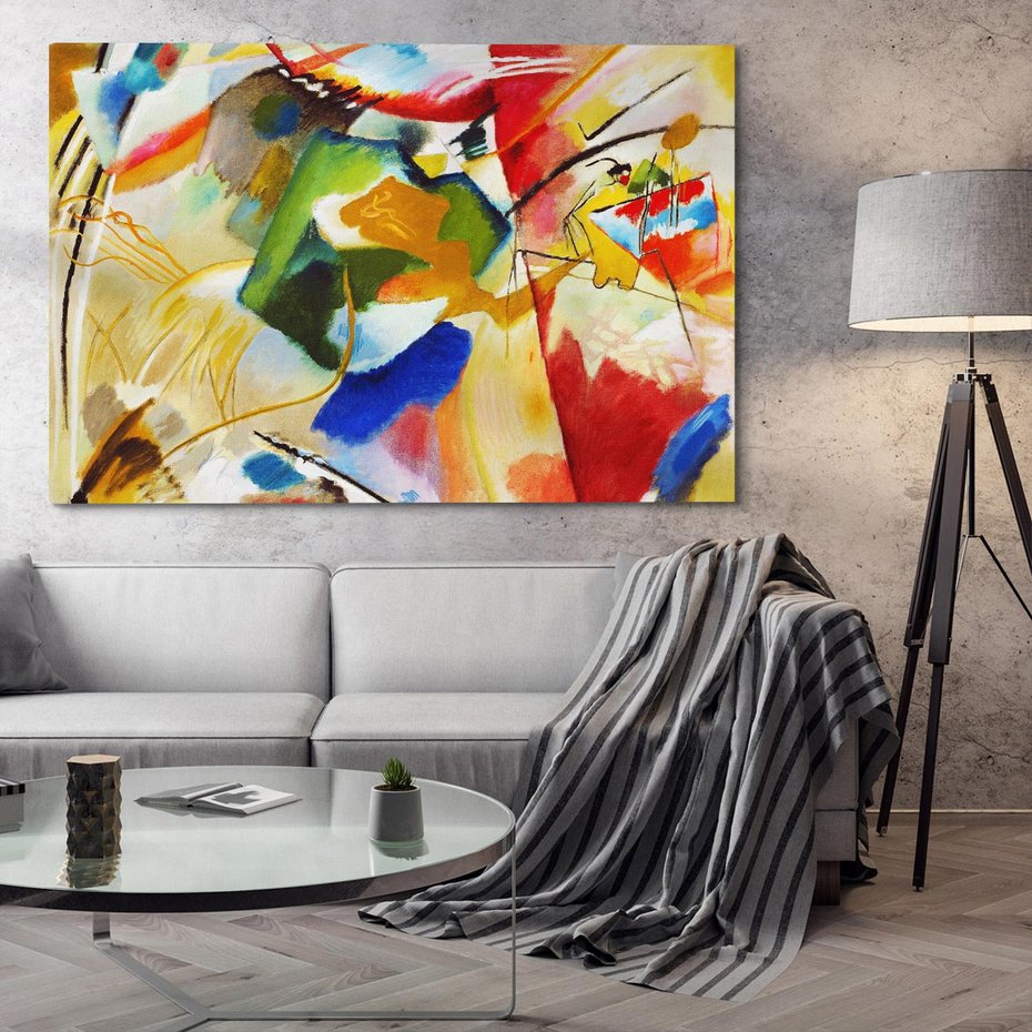 Obraz na płótnie 100x70 - "Obraz z Zielonym Centrum" (1913) Wassily Kandinsky - Reprodukcja - reprodukcja, obraz na płótnie